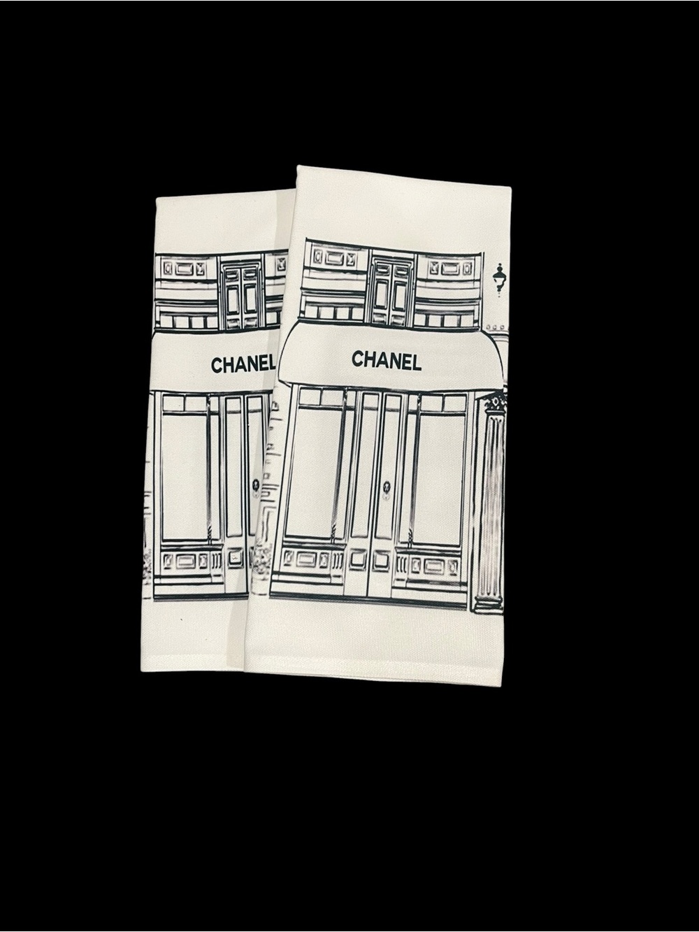 Chanel Hermes Paris Storefront Sketch Tea Towels Set of 2